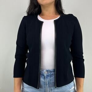 Classiques Entier Open Front Black Knit Cardigan